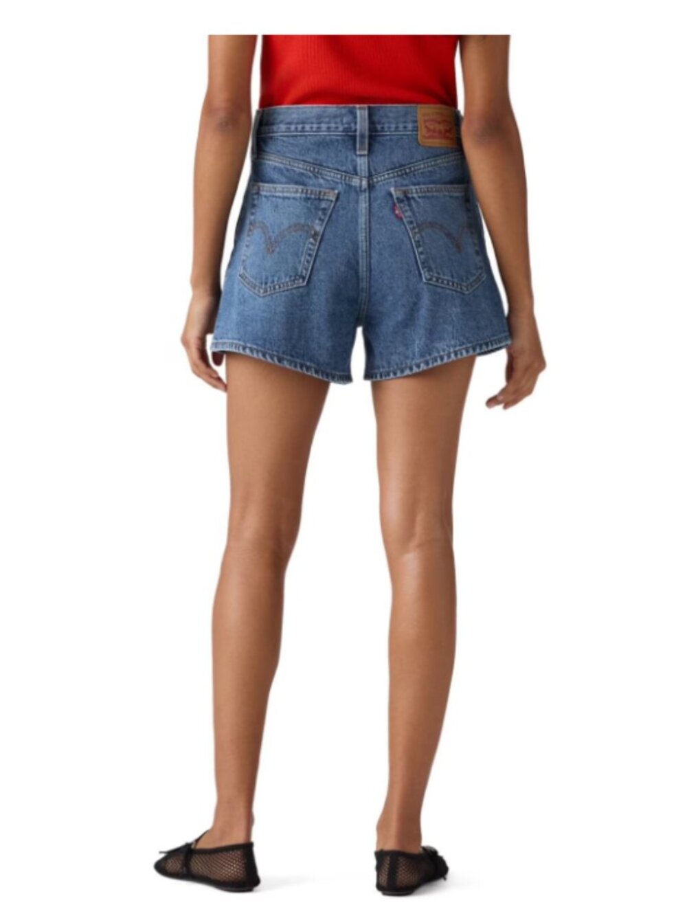 Levi's Blue High-Rise Denim Jean Shorts - Picture 3 of 6